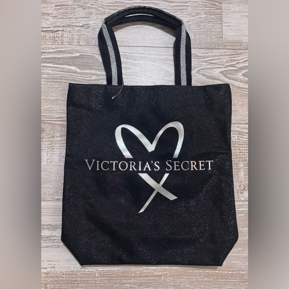 Victoria’s Secret black & silver glitter tote bag